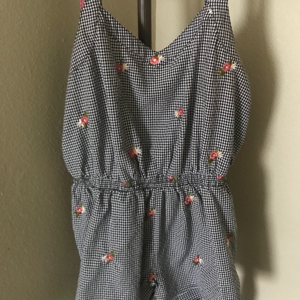 Checkered Embroidered Romper